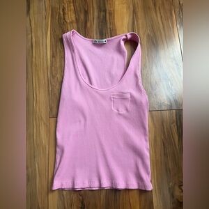 Pink Ribbed Tank Top